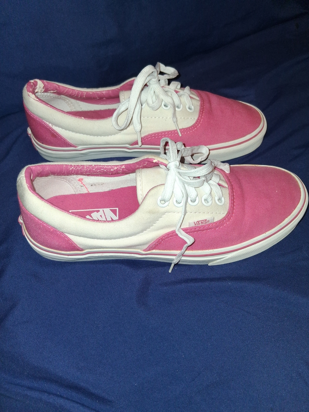 Vans Pink and White Low-Top Canvas Sneakers
